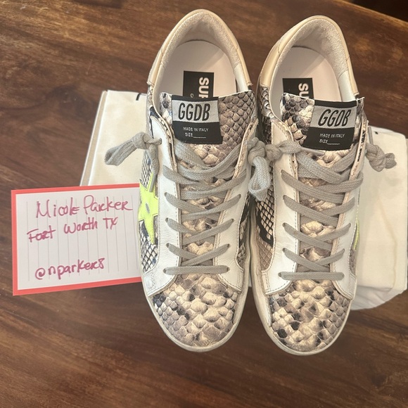 Golden Goose Snake Print Sneakers with Cream Accents - Picture 1 of 9